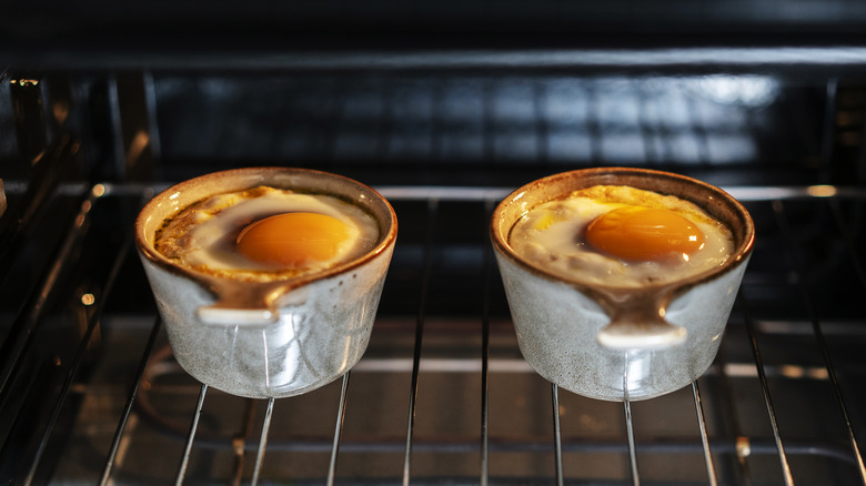 Baked egg in a ramekin