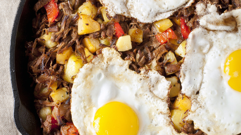 Potato breakfast hash with eggs