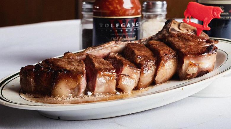 Wolfgang's steak cut into large pieces