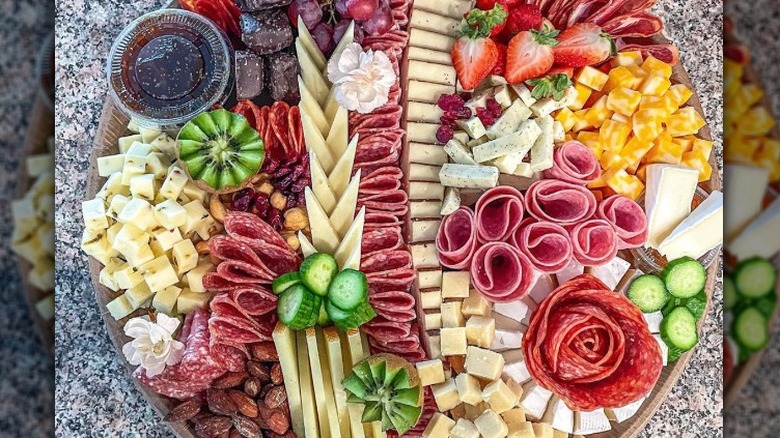 charcuterie board with lots of variety