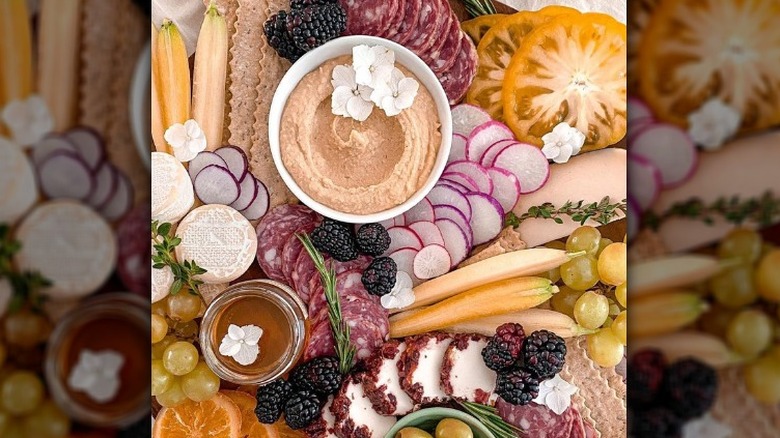 charcuterie board with white theme