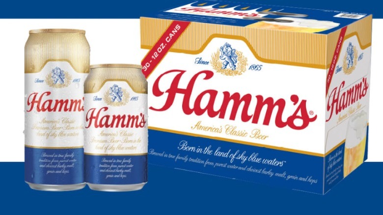 Hamms Beer cans and case