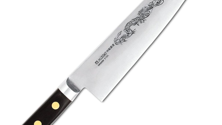 Misono knife with etched dragon