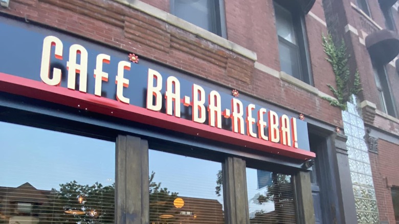 Brick building with cafe sign