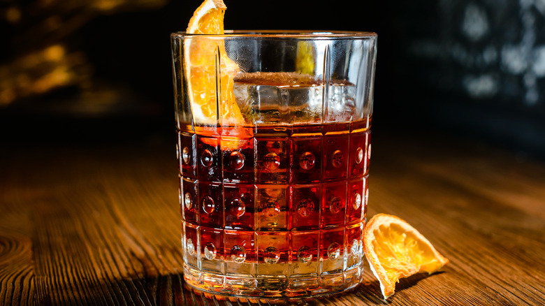 Negroni on wooden table