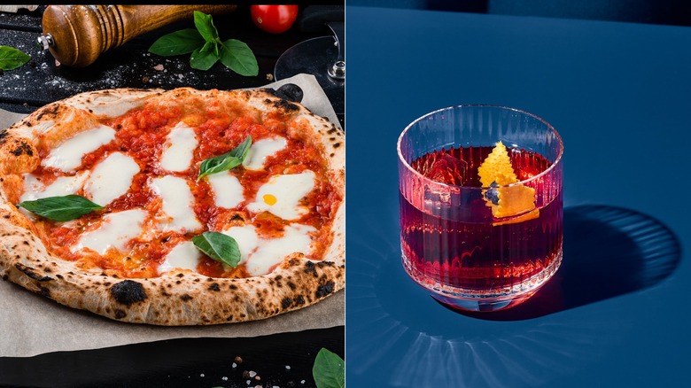 Neapolitan pizza and negroni