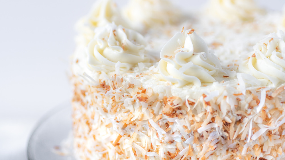 coconut cake recipe on display