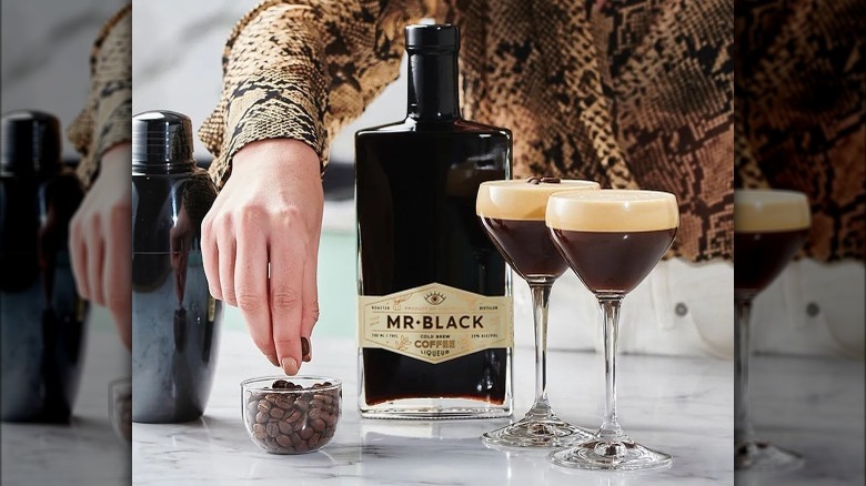 Bottle of Mr. Black and espresso martinis