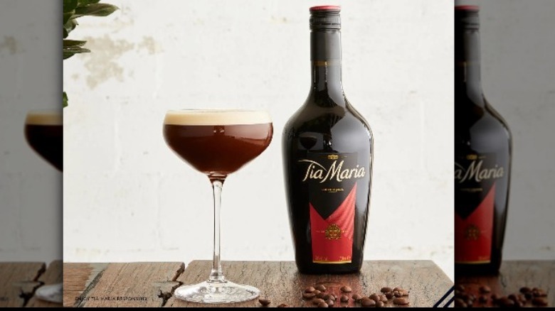 Bottle of Tia Maria and espresso martini