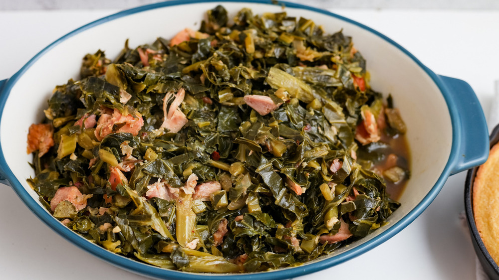 collard greens being served