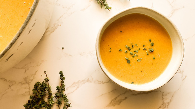 butternut squash soup in a bowl