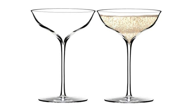 two Waterford coupe glasses