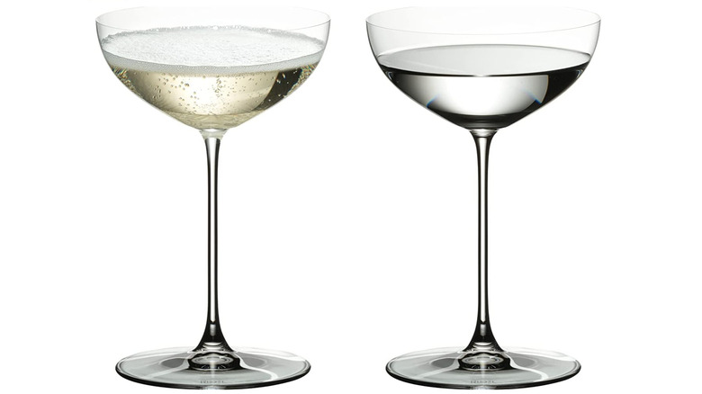 two Riedel coupe glasses