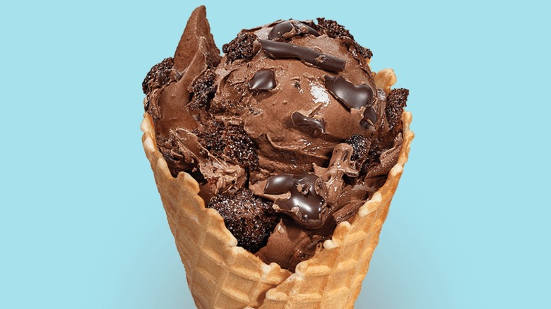 devil food cake custard cone