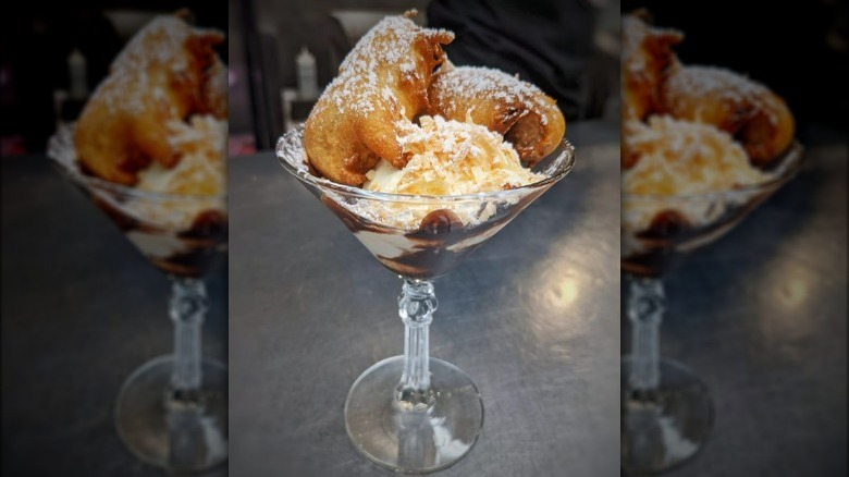 Deep fried Almond Joy with ice cream