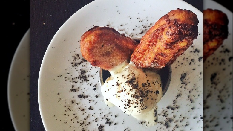 deep fried Twix served with Ice Cream