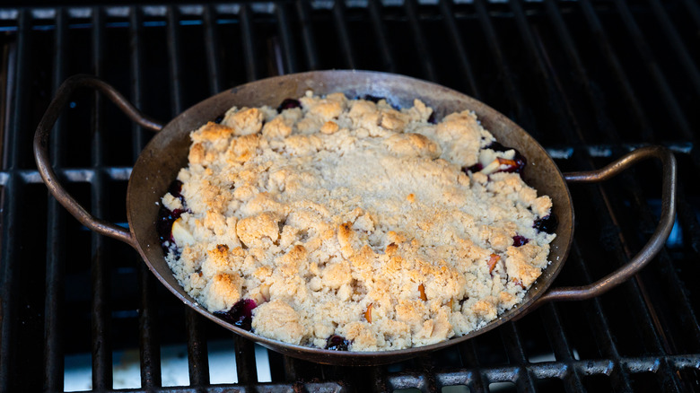 fruit cobbler on the grill