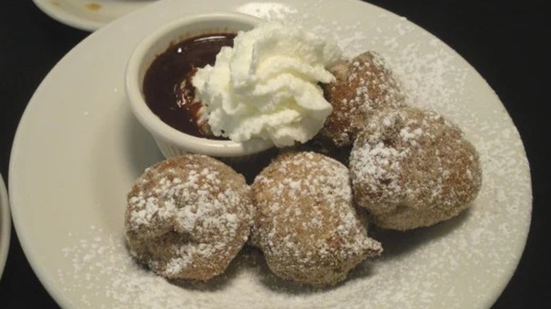 Donut balls with mocha dip