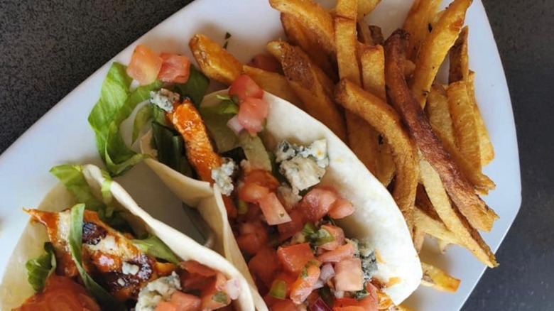 Fries and chicken tacos