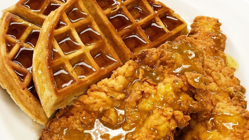 Chicken and waffles at Early Bird Diner restaurant in South Carolina