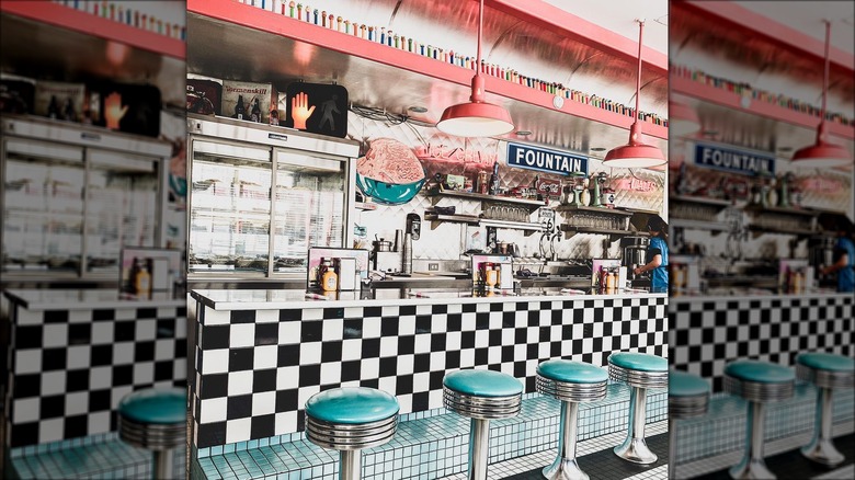 interior of 66 diner in new mexico