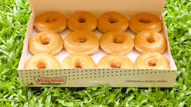 A box of Krispy Kreme Original Glazed doughnuts