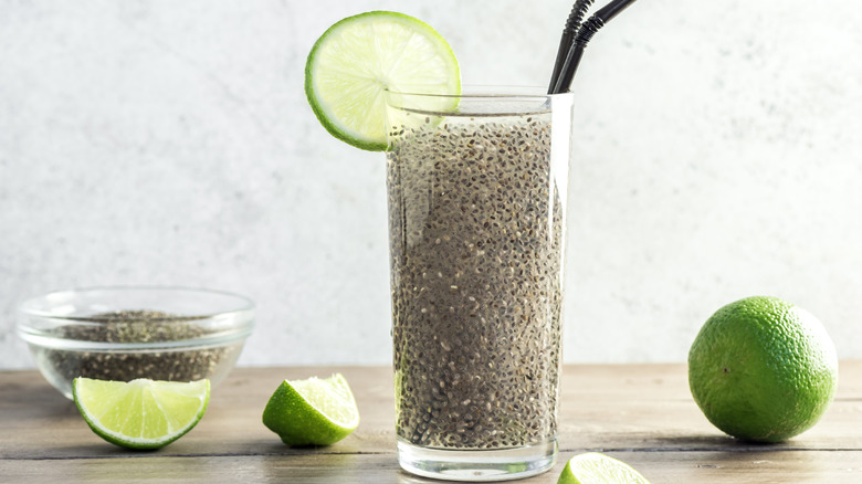 Water with chia seeds and lime