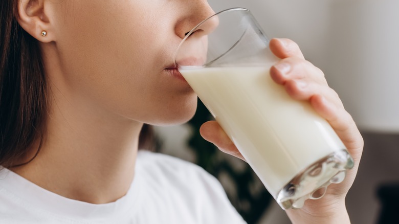 drinking glass of milk