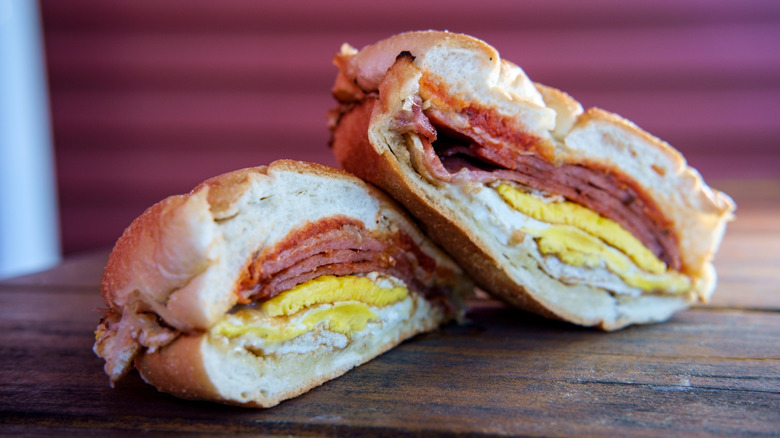 porkroll sandwich on a roll