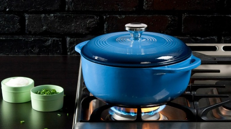 blue cast iron dutch oven