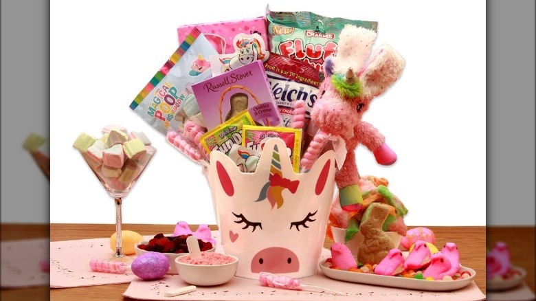 unicorn themed Easter basket 