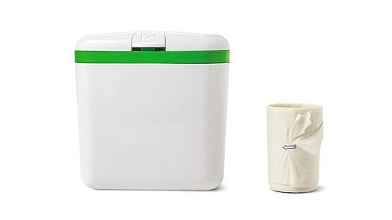 White and green compost bucket