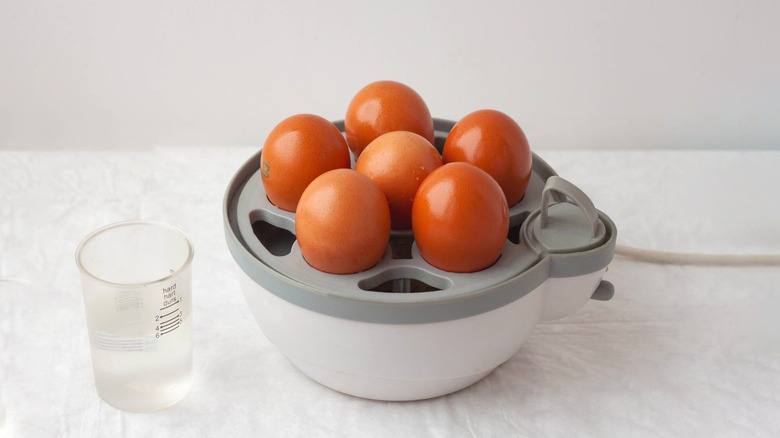 Electric egg cooker and eggs