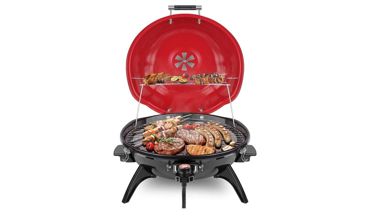 Techwood electric grill with warming rack