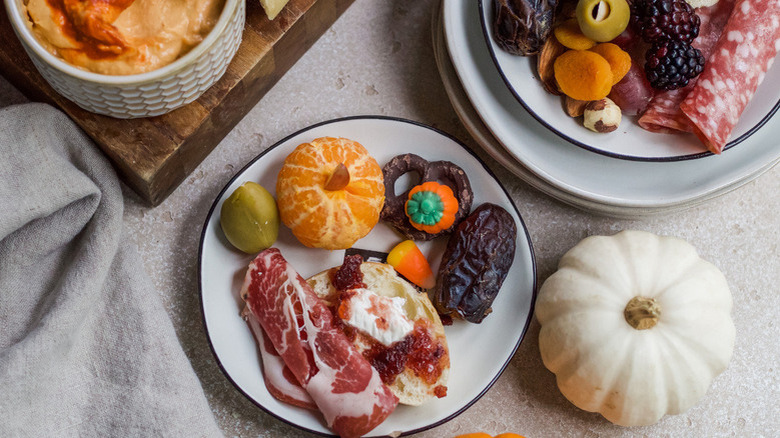 assorted snacks on white plate