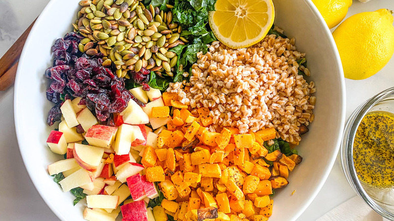 salad ingredients arranged in bowl