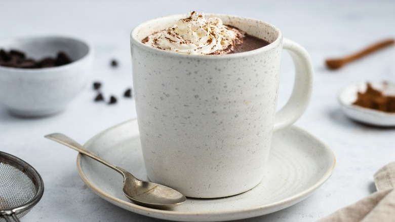 hot chocolate in white mug