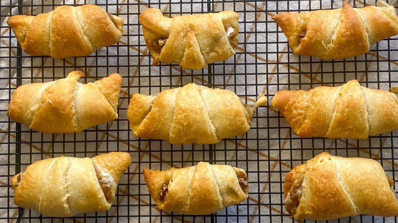 crescent rolls on wire rack