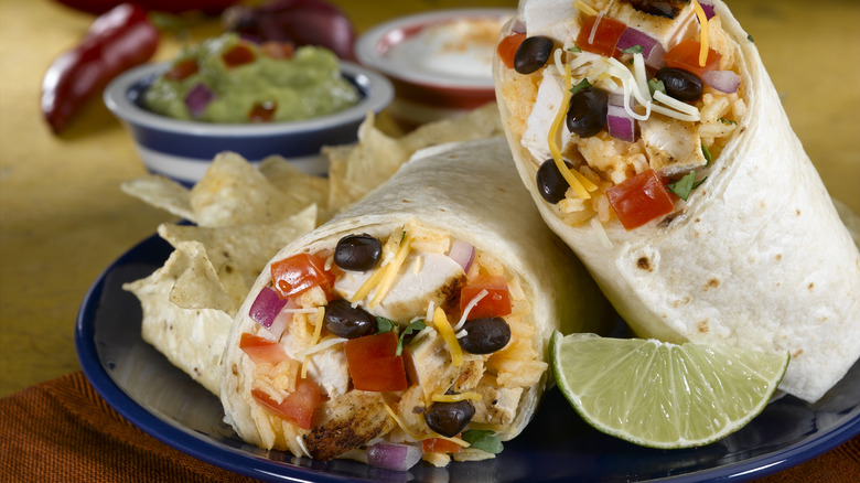 chicken and veggie burritos