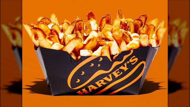 Box of Harvey's poutine