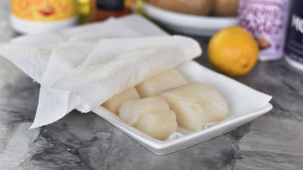 prepped cod for fish and chips