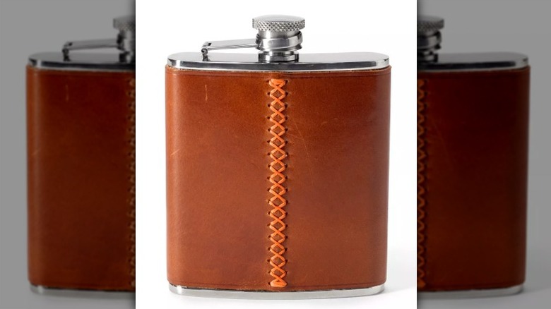 Orvis blaze trim leather flask 