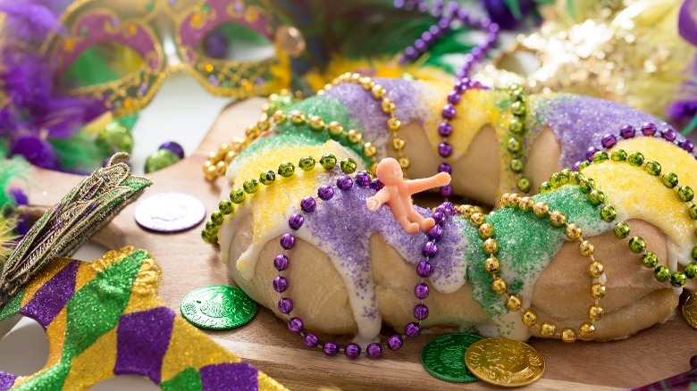 king cake with beads