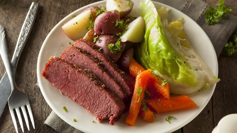 corned beef and cabbage plate