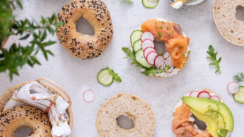 Bagels With Various Toppings 