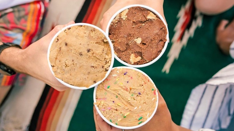 Three types of cookie dough