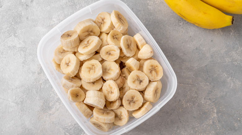 Frozen banana in Tupperware