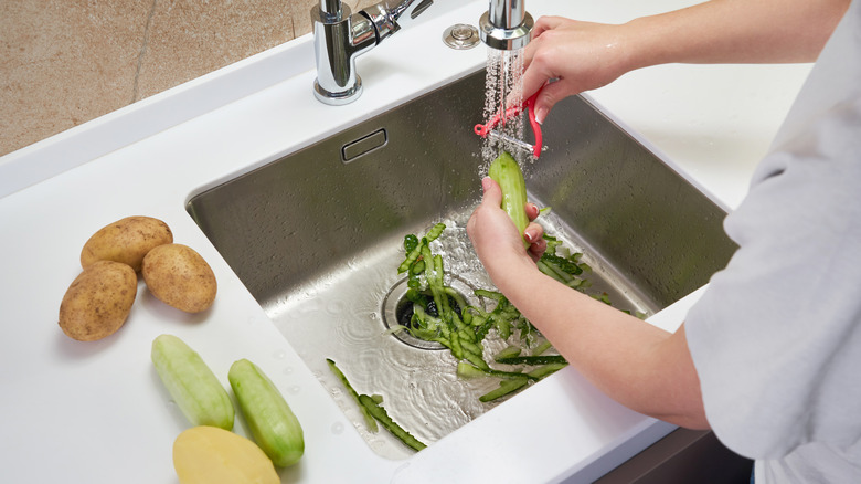 Food scraps in a sink