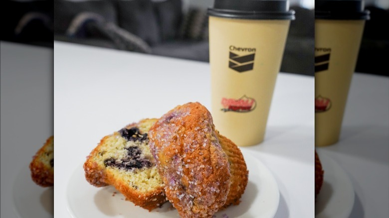 Blueberry Lavender Muffin with drink