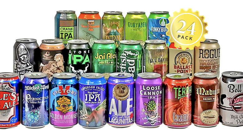 24 colorful cans of beer